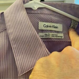 Calvin Klein Men's Purple Striped Shirt